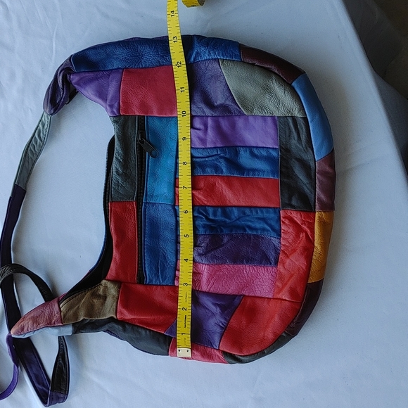Vintage kid leather multicolored patchwork crossbody bag - Picture 5 of 5